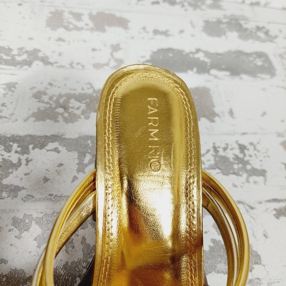 New Farm Rio  Block Heel Slide Gold Silver Strappy Sandal D1014 - Picture 11 of 13